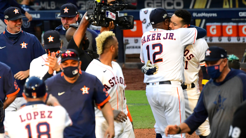 Houston Astros manager Dusty Baker, shortstop Carlos Correa
