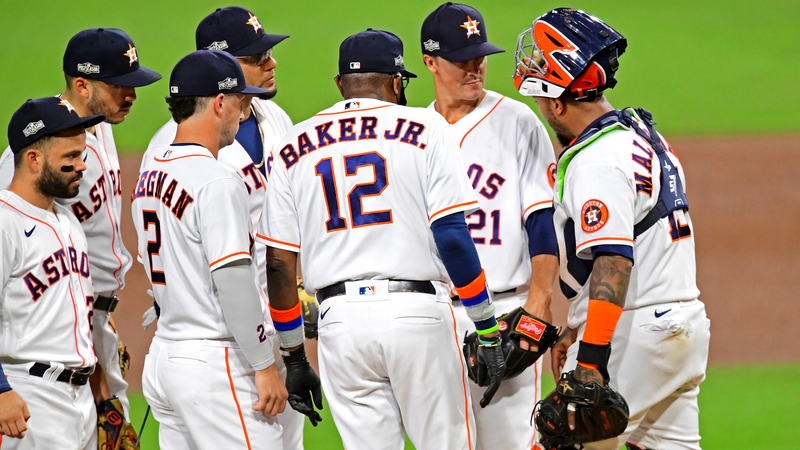 Houston Astros manager Dusty Baker, pitcher Zack Greinke