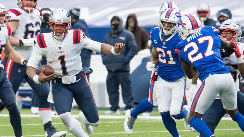 New England Patriots quarterback Cam Newton and Buffalo Bills cornerback Tre'Davious White