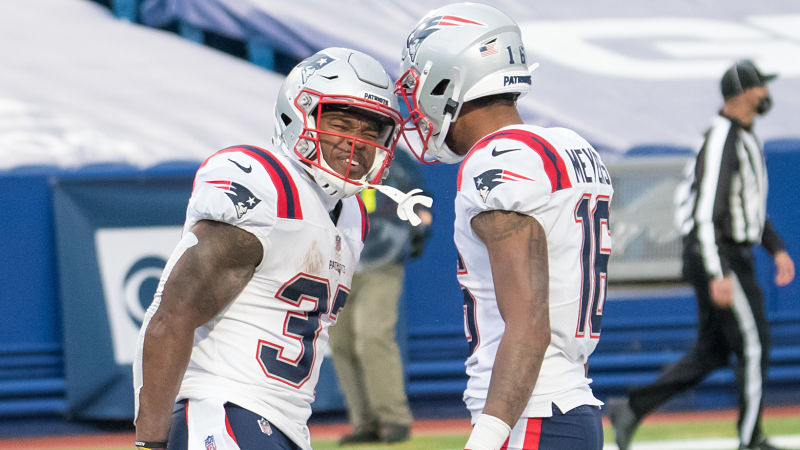 New England Patriots running back Damien Harris and wide receiver Jakobi Meyers