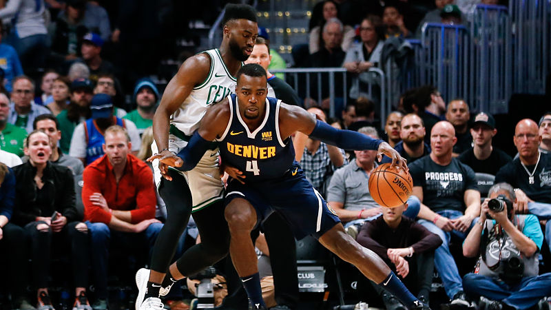 Boston Celtics guard Jaylen Brown and Denver Nuggets forward Paul Millsap