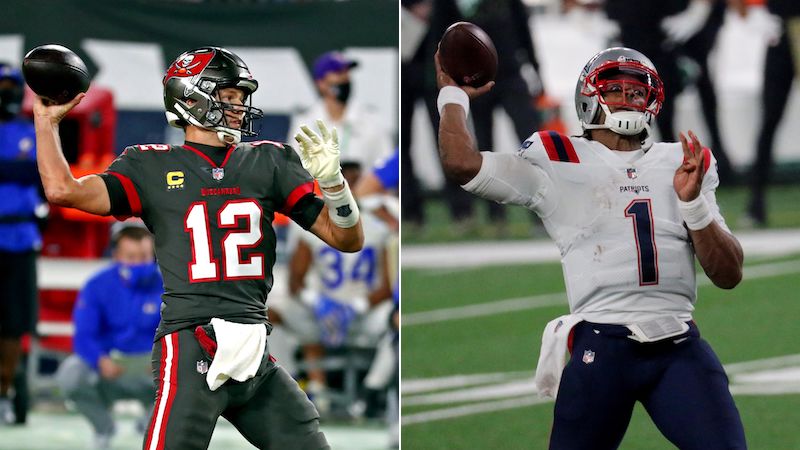 Tampa Bay Buccaneers Tom Brady, New England Patriots quarterback Cam Newton
