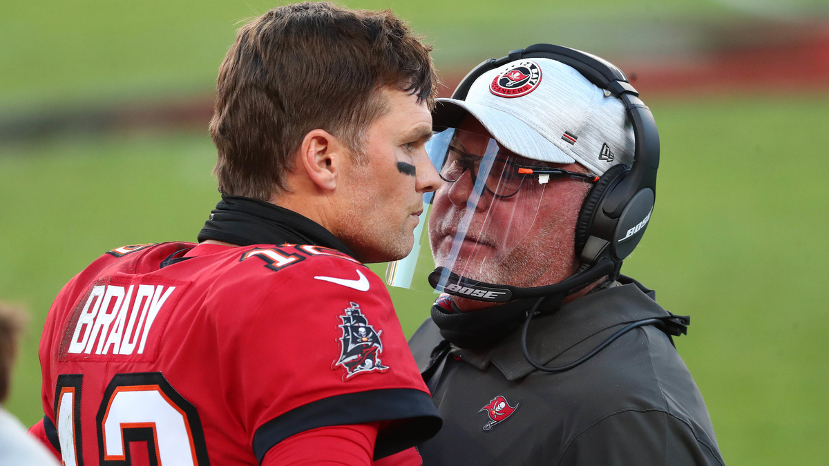 Tampa Bay Buccaneers Quarterback Tom Brady And Head Coach Bruce Arians