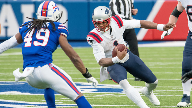 Buffalo Bills linebacker Tremaine Edmunds and New England Patriots linebacker Cam Newton