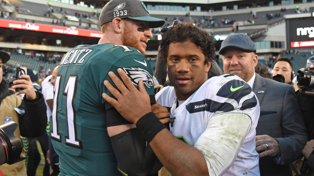 Philadelphia Eagles quarterback Carson Wentz, Seattle Seahawks quarterback Russell Wilson