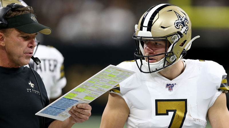 New Orleans Saints head coach Sean Payton and quarterback Taysom Hill