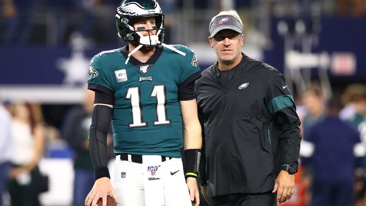 Philadelphia Eagles quarterback Carson Wentz, coach Doug Pederson