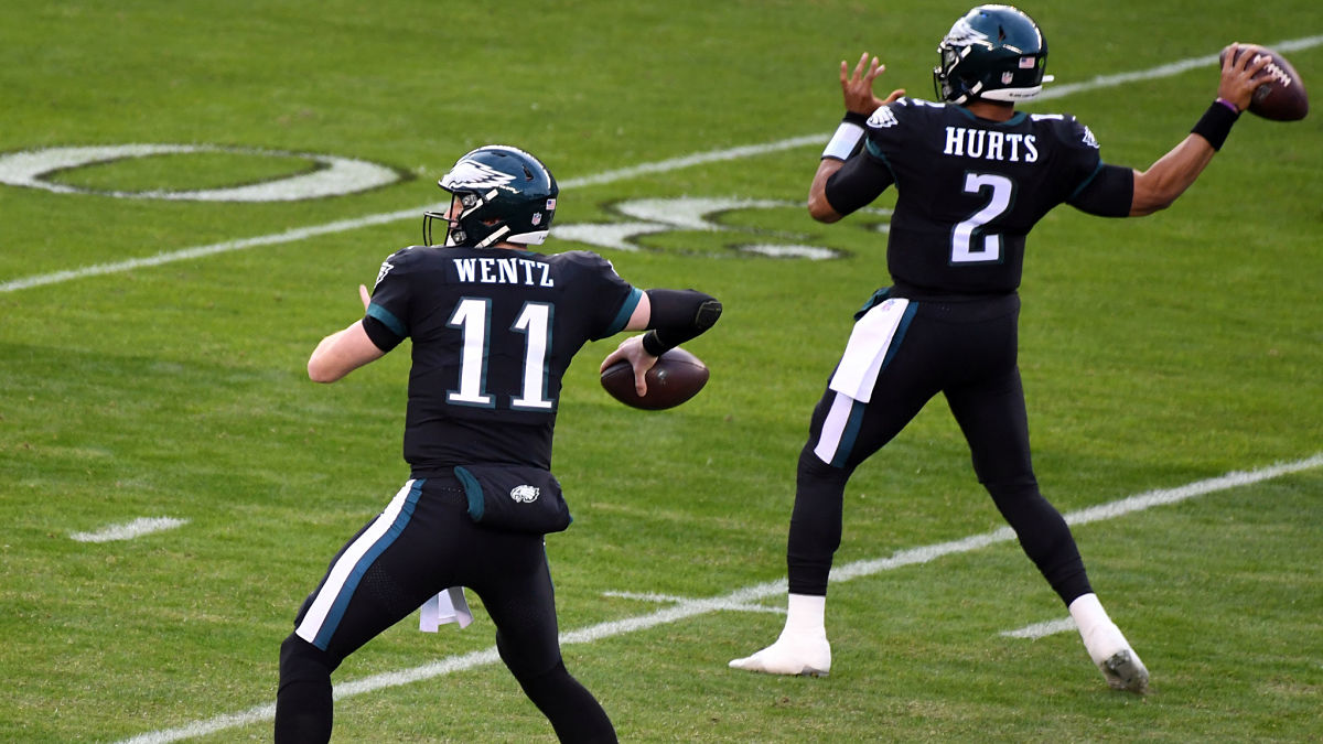 Philadelphia Eagles quarterbacks Carson Wentz and Jalen Hurts