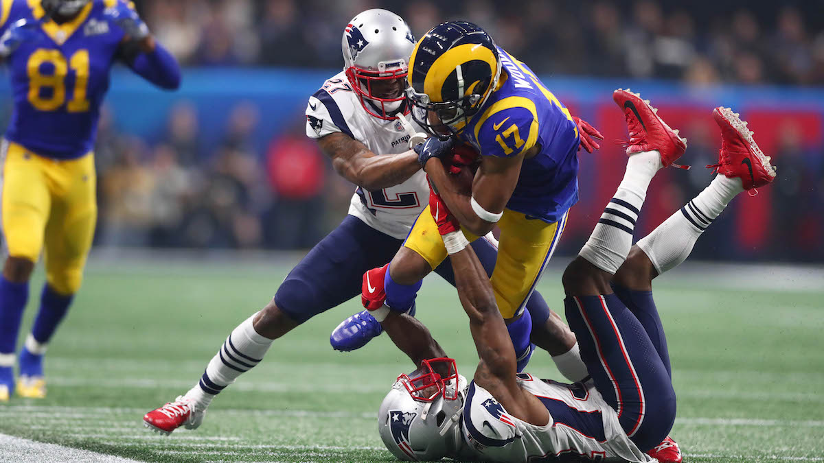 Patriots cornerbacks JC Jackson, Jonathan Jones, Rams wide receiver Robert Woods