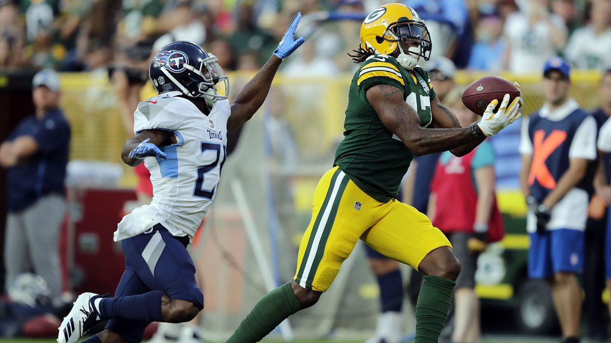 Tennessee Titans cornerback Malcolm Butler and Green Bay Packers wide receiver Davante Adams