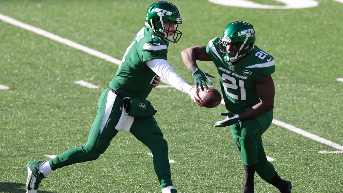 New York Jets quarterback Sam Darnold and running back Frank Gore