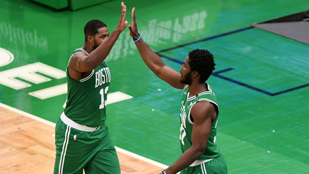 Boston Celtics center Tristan Thompson and forward Semi Ojeleye