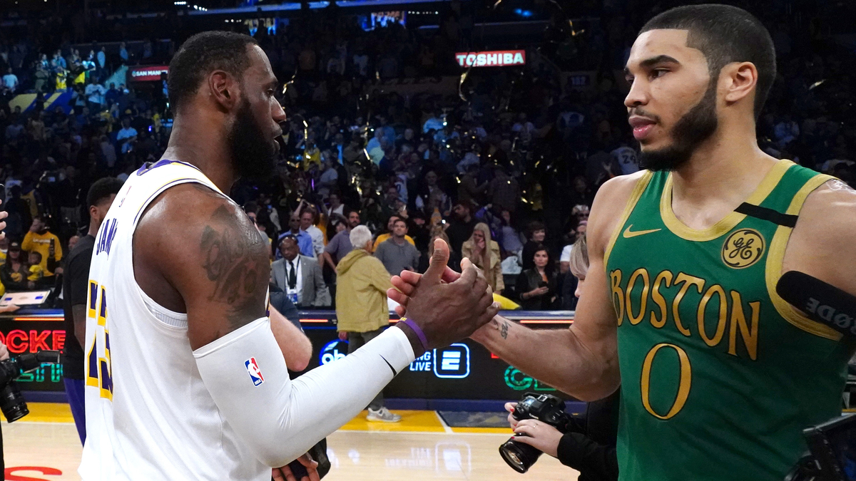 Boston Celtics forward Jayson Tatum, Los Angeles Lakers forward LeBron James