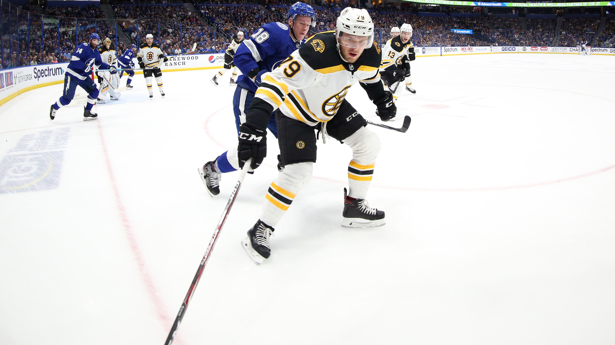 Boston Bruins defenseman Jeremy Lauzon