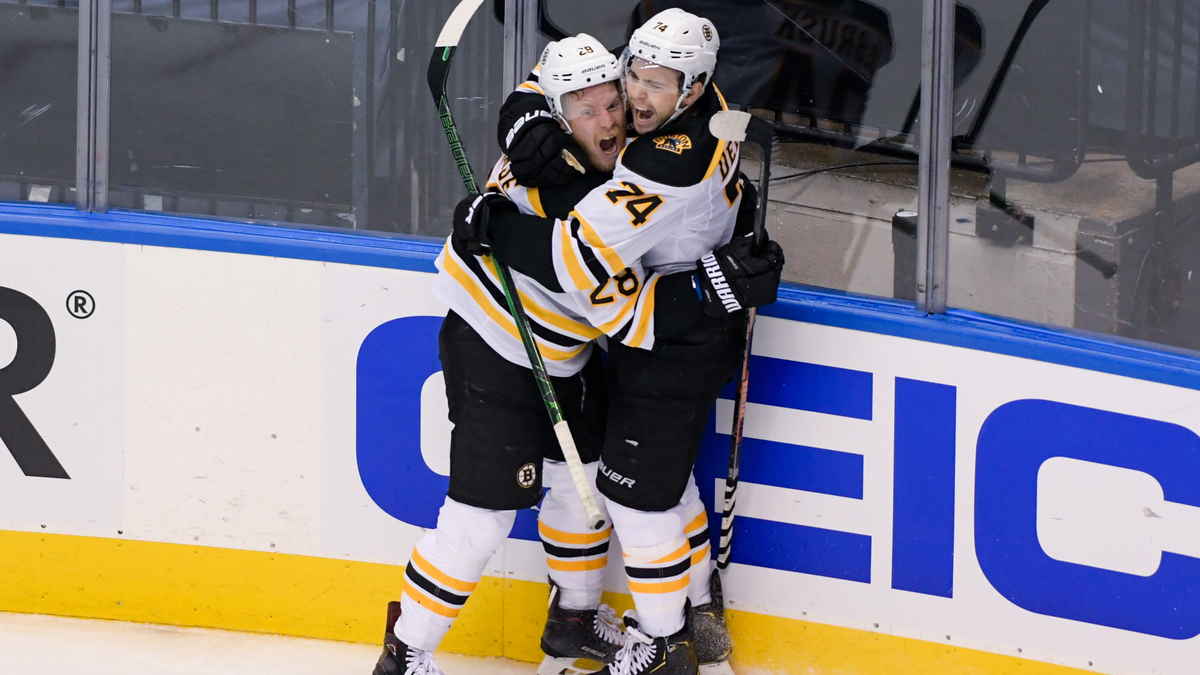 Boston Bruins wingers Ondrej Kase, Jake DeBrusk