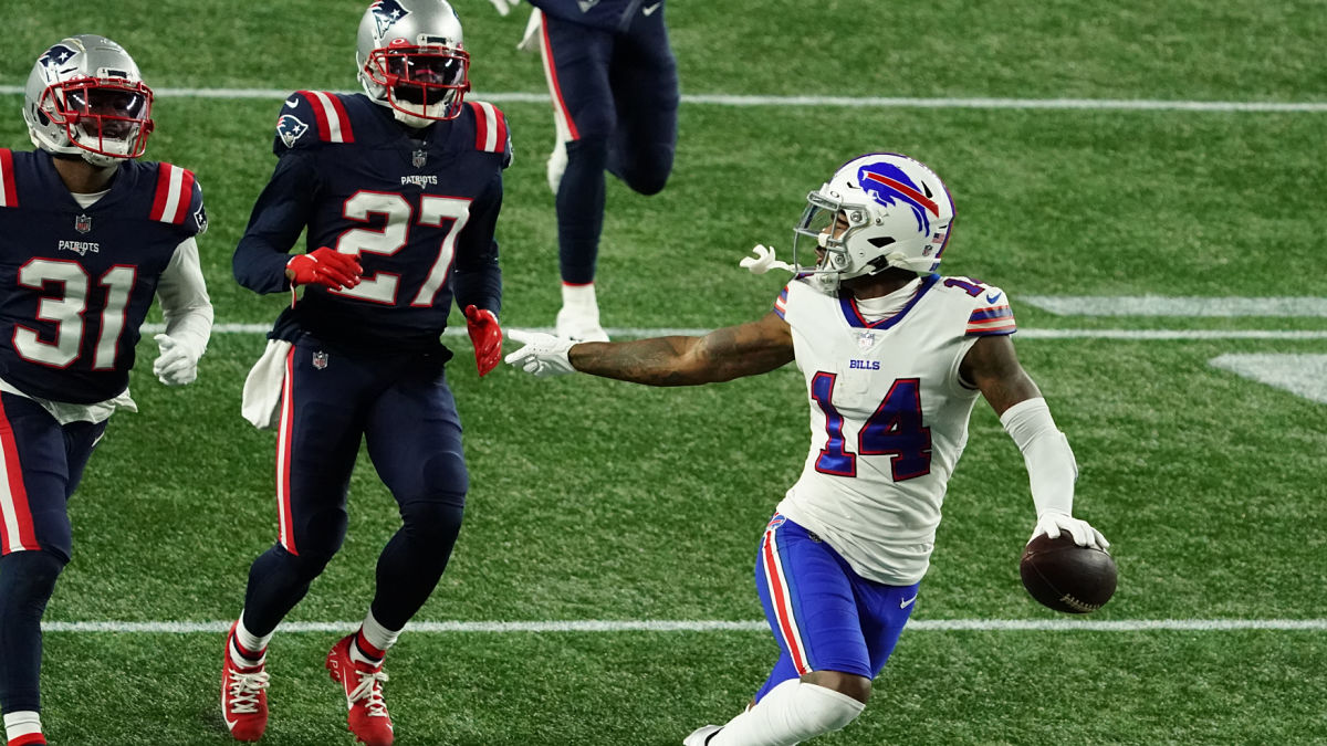 Buffalo Bills receiver Stefon Diggs and New England Patriots cornerback J.C. Jackson