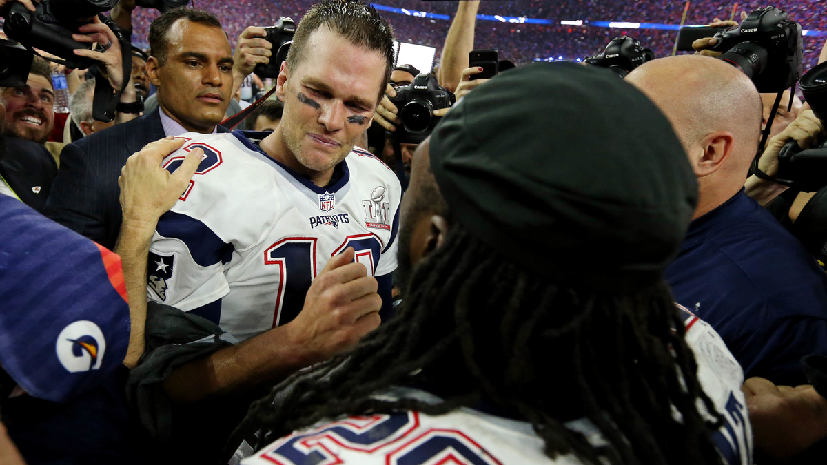 Retired NFL quarterback Tom Brady, former NFL running back LeGarrette BLount