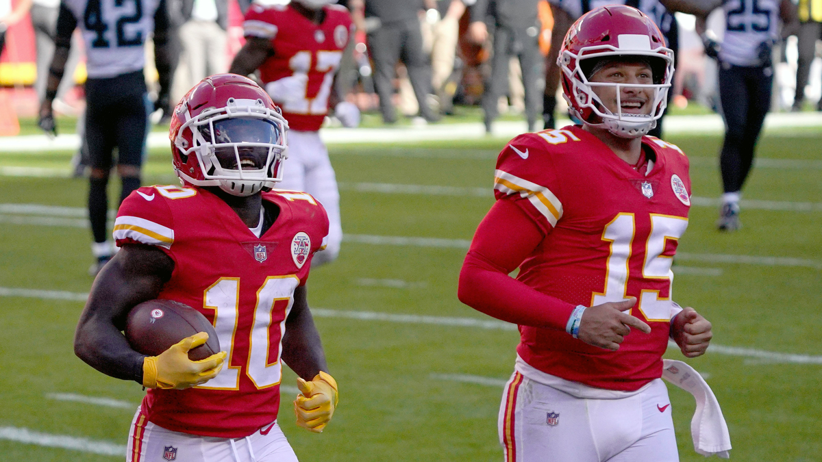 Kansas City Chiefs quarterback Patrick Mahomes, wide receiver Tyreek Hill