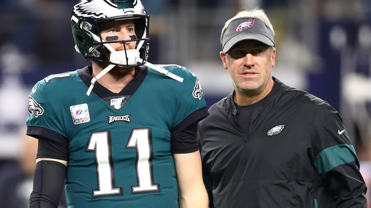 Eagles quarterback Carson Wentz And former head coach Doug Pederson