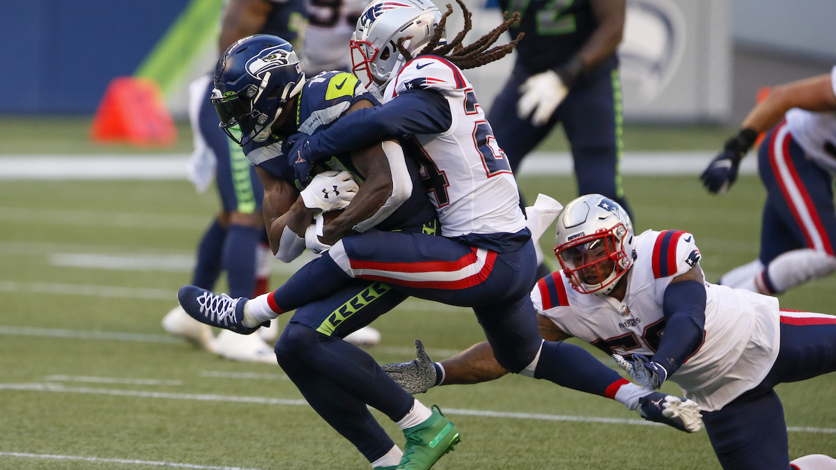Seahawks wide receiver D.K. Metcalf, Patriots cornerback Stephon Gilmore