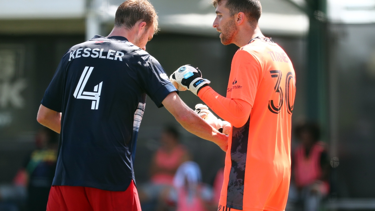 New England Revolution defender Henry Kessler (left) and goalkeeper Matt Turner
