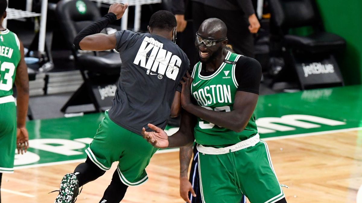 Boston Celtics guard Jaylen Brown, center Tacko Fall