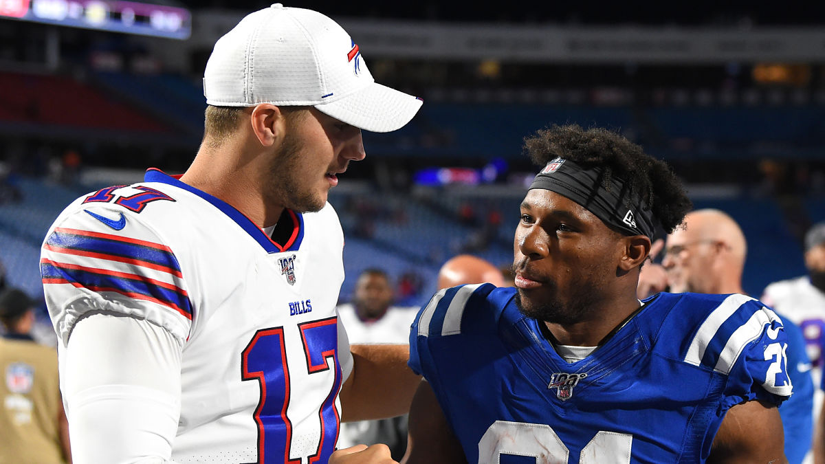 Buffalo Bills quarterback Josh Allen and Indianapolis Colts running back Nyheim Hines