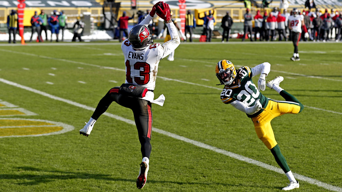 Tampa Bay Buccaneers wide receiver Mike Evans and Green Bay Packers cornerback Kevin King