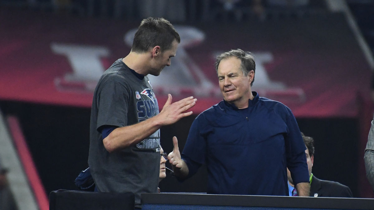 New England Patriots quarterback Tom Brady, head coach Bill Belichick