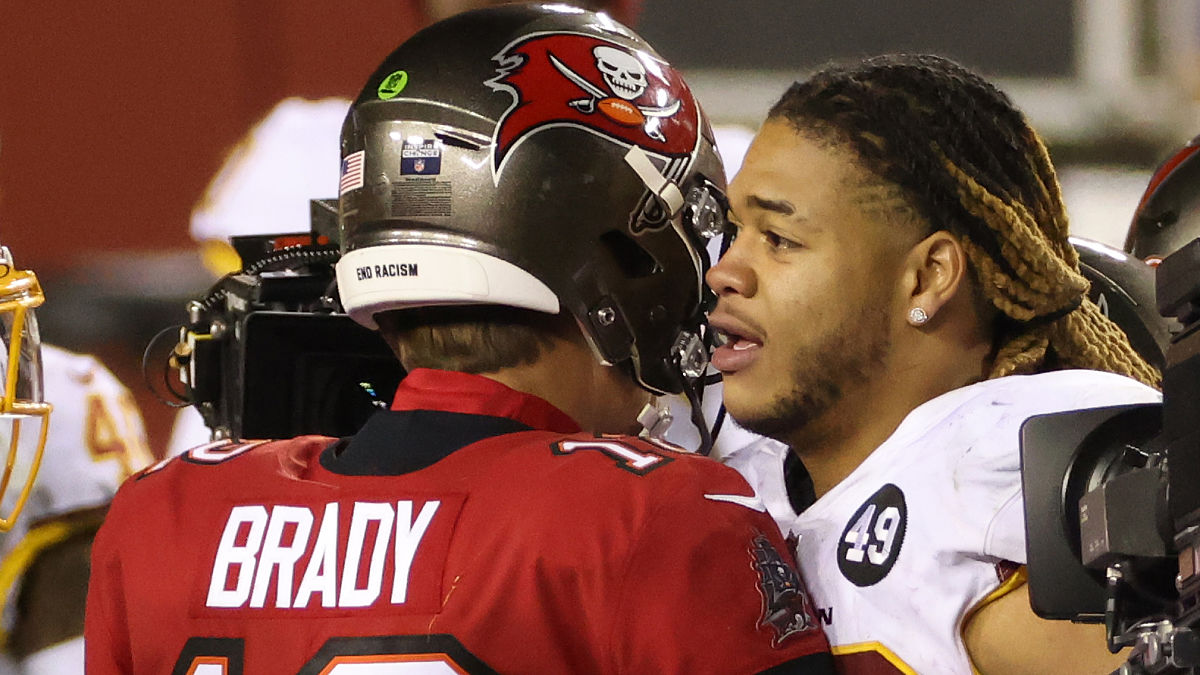 Tampa Bay Buccaneers quarterback Tom Brady and Washington Football Team defensive lineman Chase Young