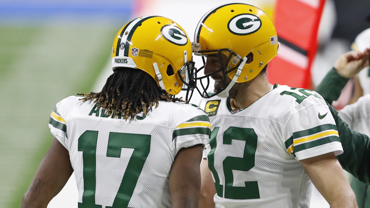 Green Bay Packers wide receiver Davante Adams, quarterback Aaron Rodgers