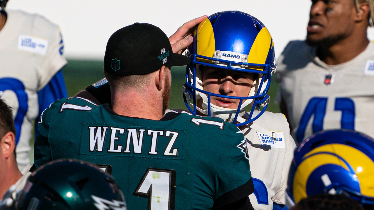 Philadelphia Eagles quarterback Carson Wentz, Detroit Lions' Jared Goff