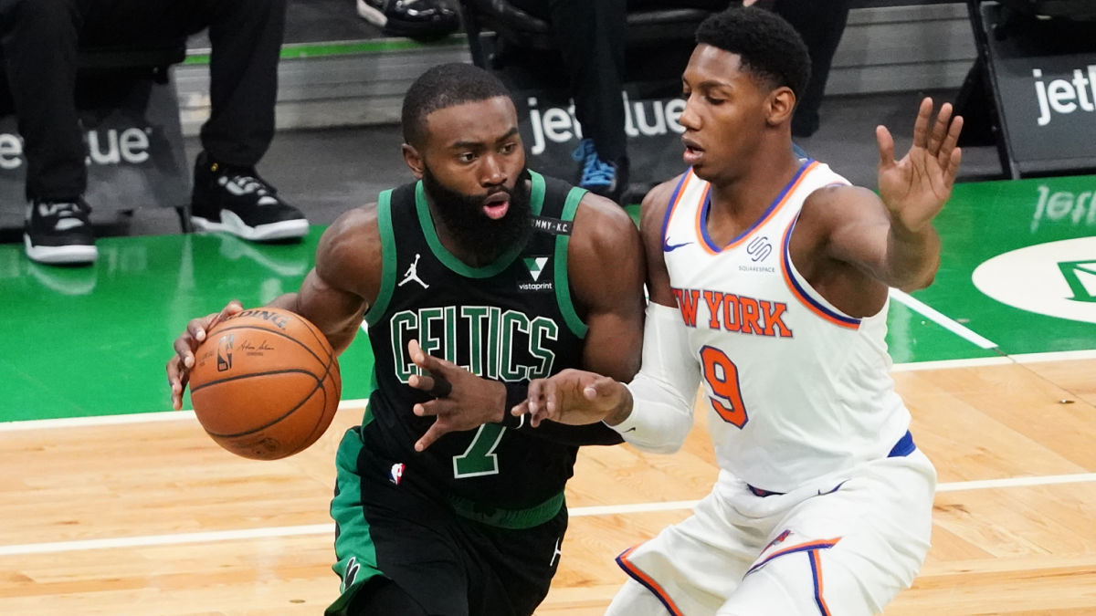 Celtics forward Jaylen Brown and Knicks guard RJ Barrett