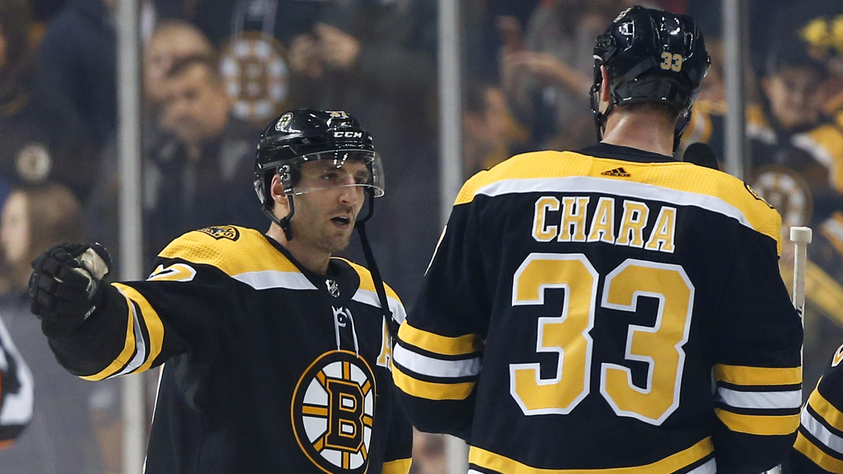 Boston Bruins center Patrice Bergeron, Washington Capitals defenseman Zdeno Chara