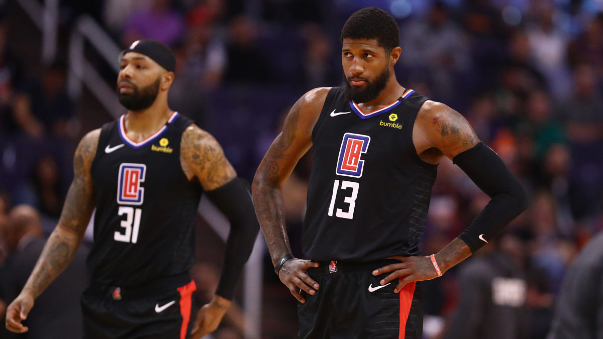 Los Angeles Clippers guard Paul George and forward Marcus Morris Sr.