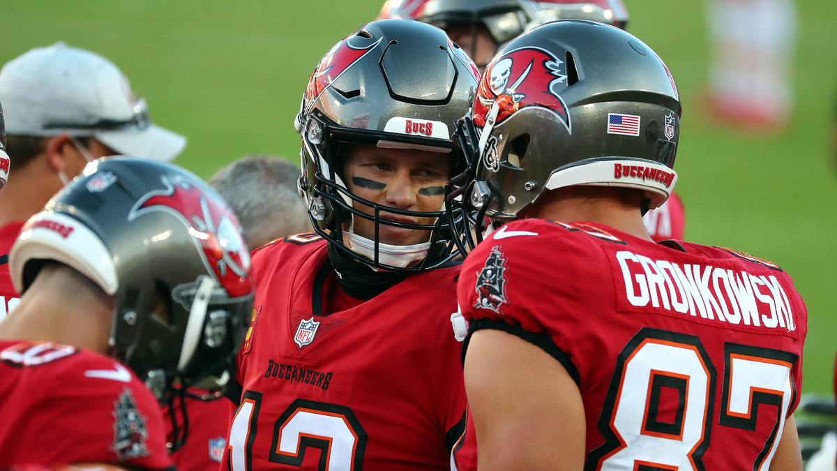 Tampa Bay Buccaneers quarterback Tom Brady, tight end Rob Gronkowski