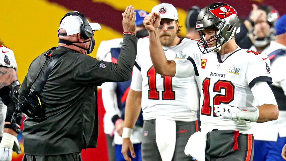 Tampa Bay Buccaneers head coach Bruce Arians and quarterback Tom Brady