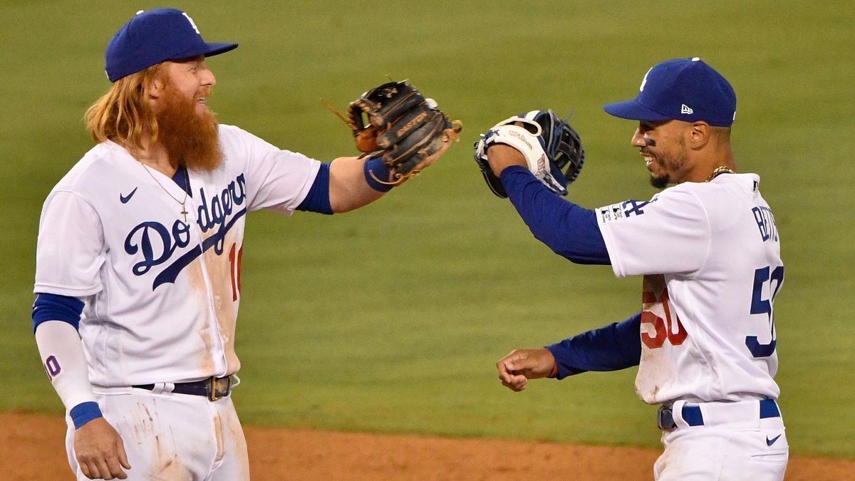 Los Angeles Dodgers third baseman Justin Turner, outfielder Mookie Betts