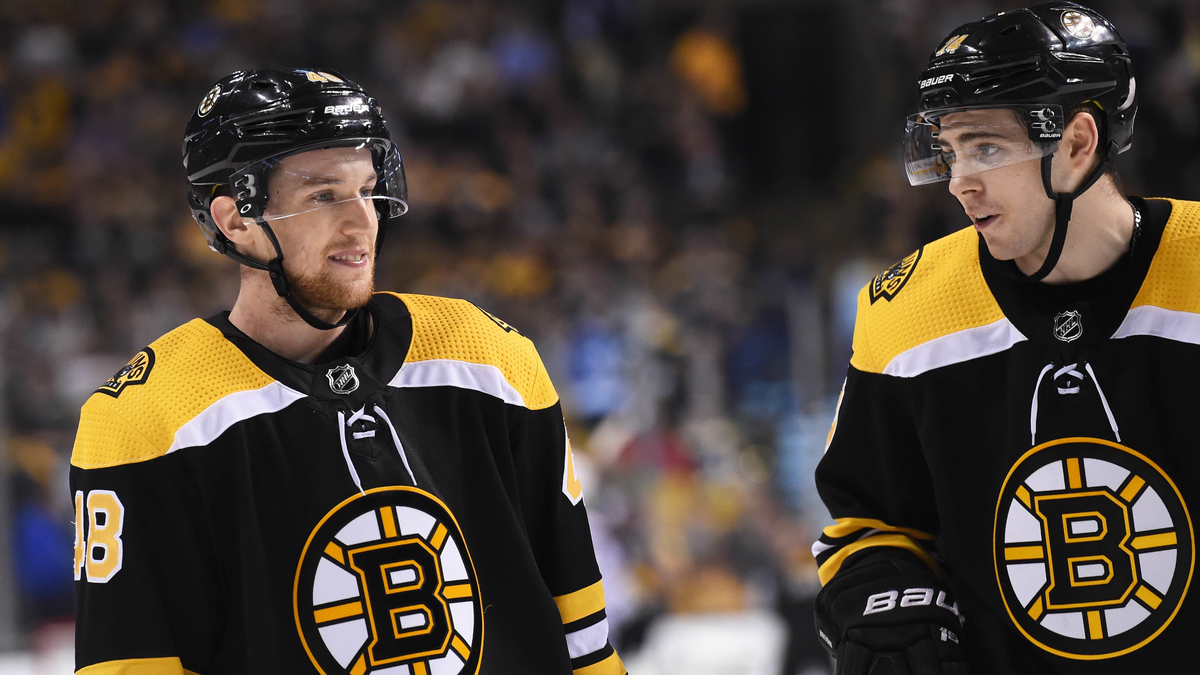 Boston Bruins Defenseman Matt Grzelcyk And Jake DeBrusk