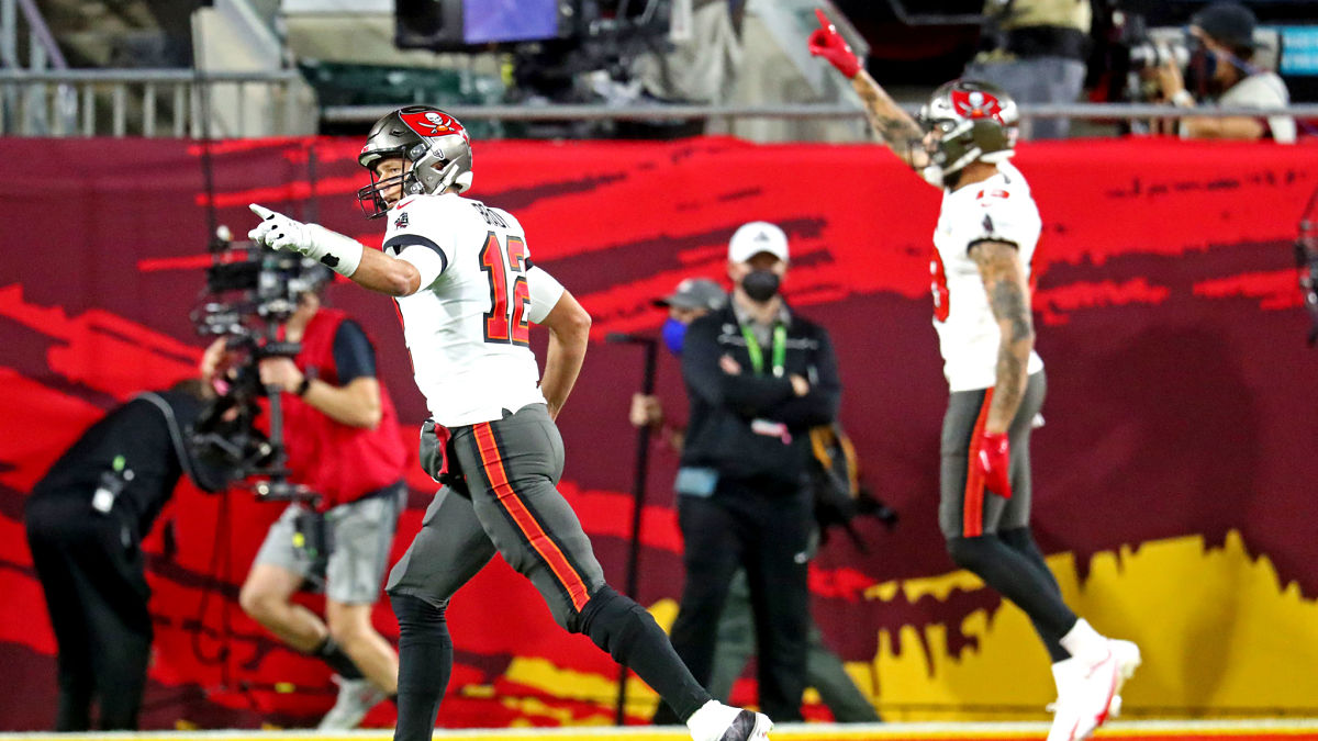 Tampa Bay Buccaneers quarterback Tom Brady and wide receiver Mike Evans