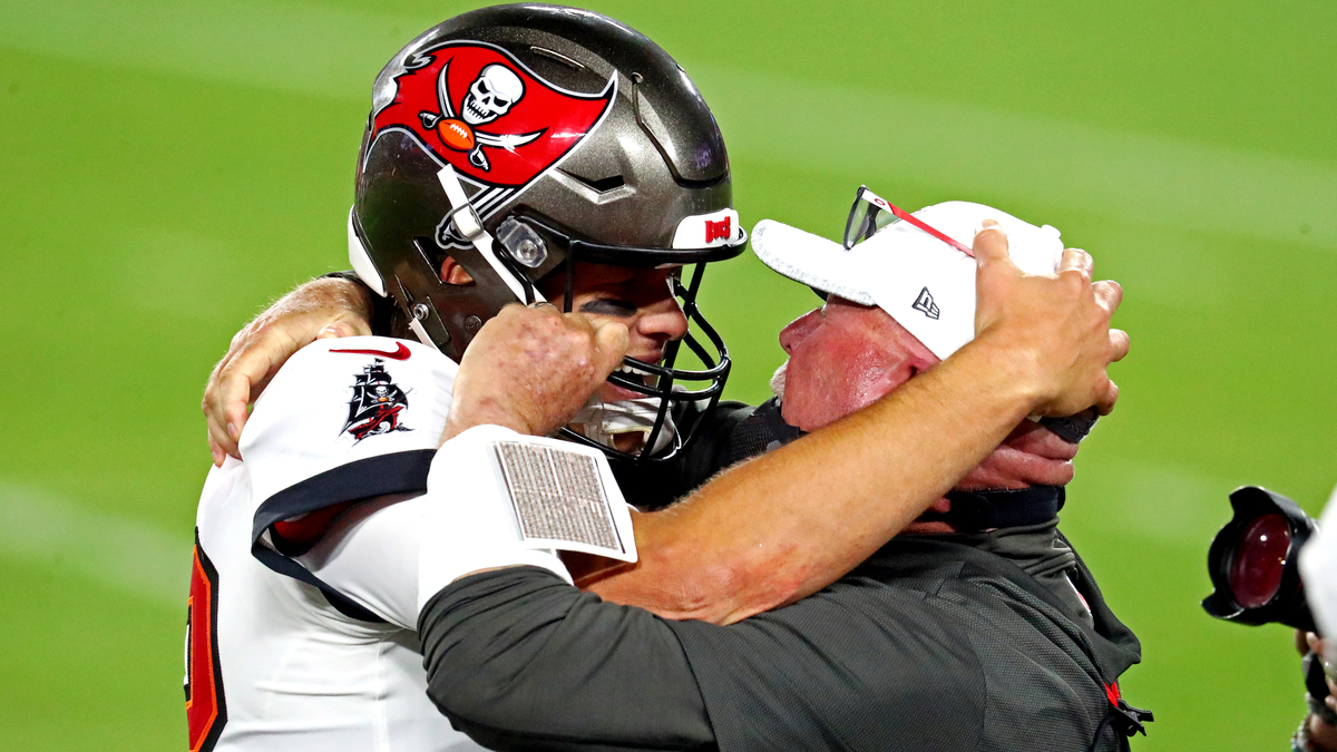 Tampa Bay Buccaneers quarterback Tom Brady And head coach Bruce Arians