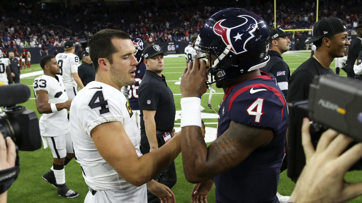 Houston Texans quarterback Deshaun Watson, Las Vegas Raiders quarterback Derek Carr