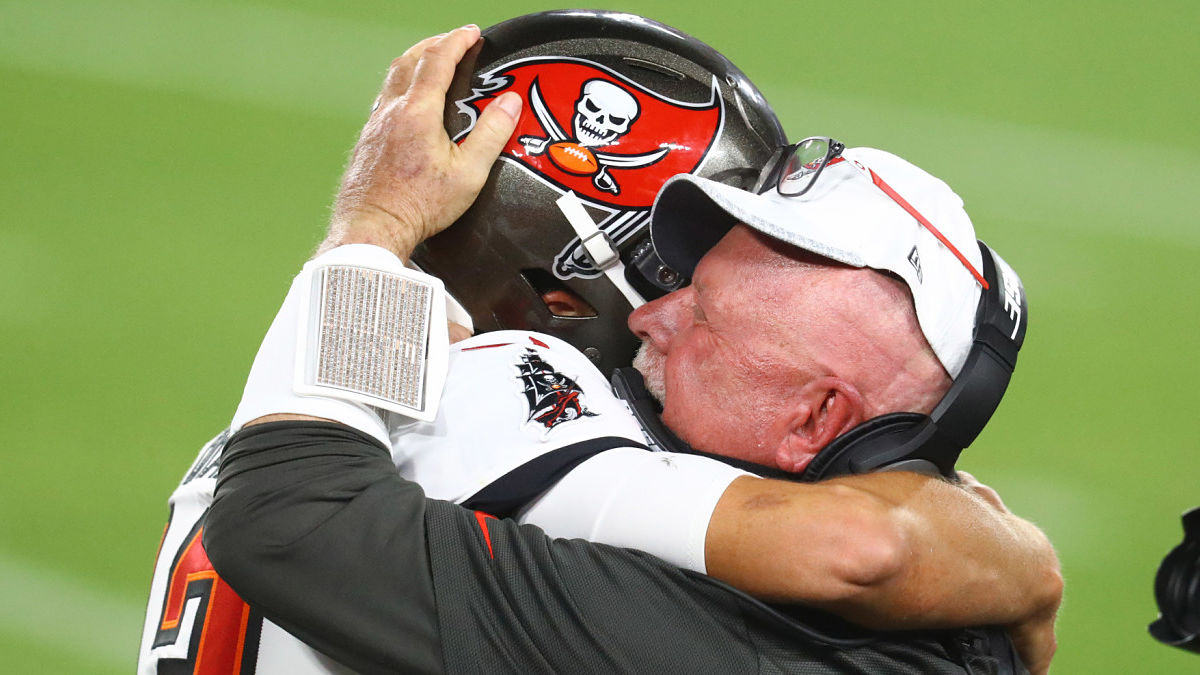 Tampa Bay Buccaneers quarterback Tom Brady and head coach Bruce Arians