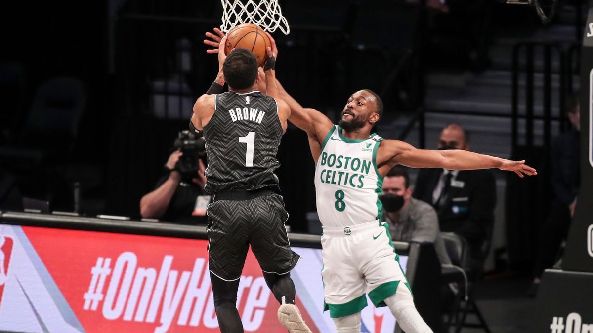 Brooklyn Nets guard Bruce Brown, Boston Celtics guard Kemba Walker