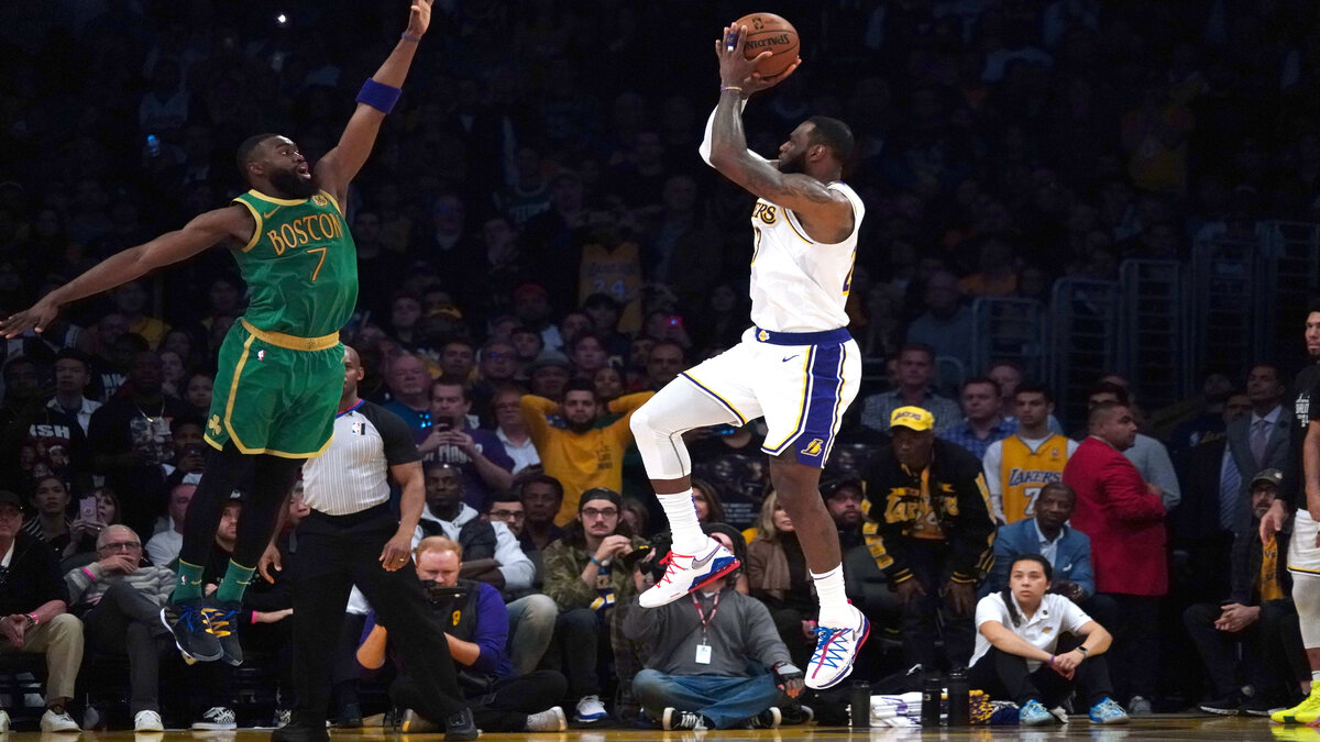 Boston Celtics Guard Jaylen Brown And Los Angeles Lakers Forward LeBron James
