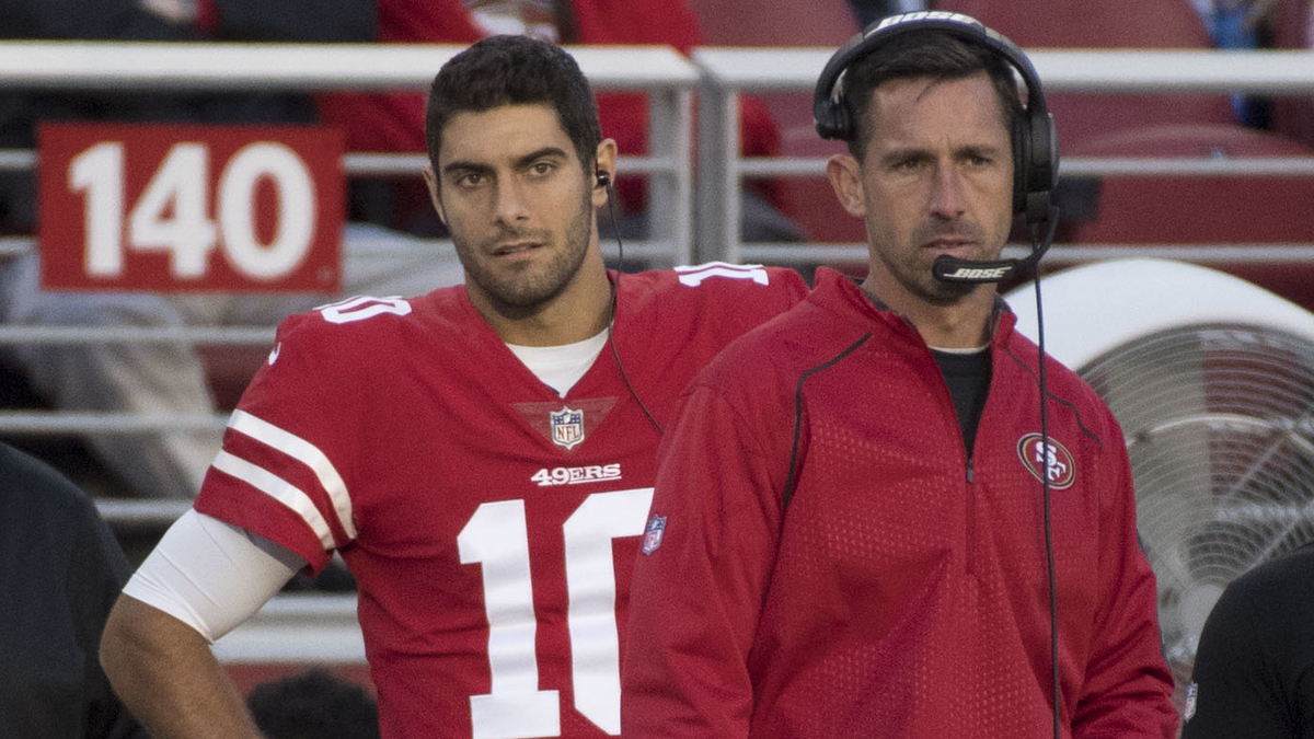 San Francisco 49ers quarterback Jimmy Garoppolo, head coach Kyle Shanahan