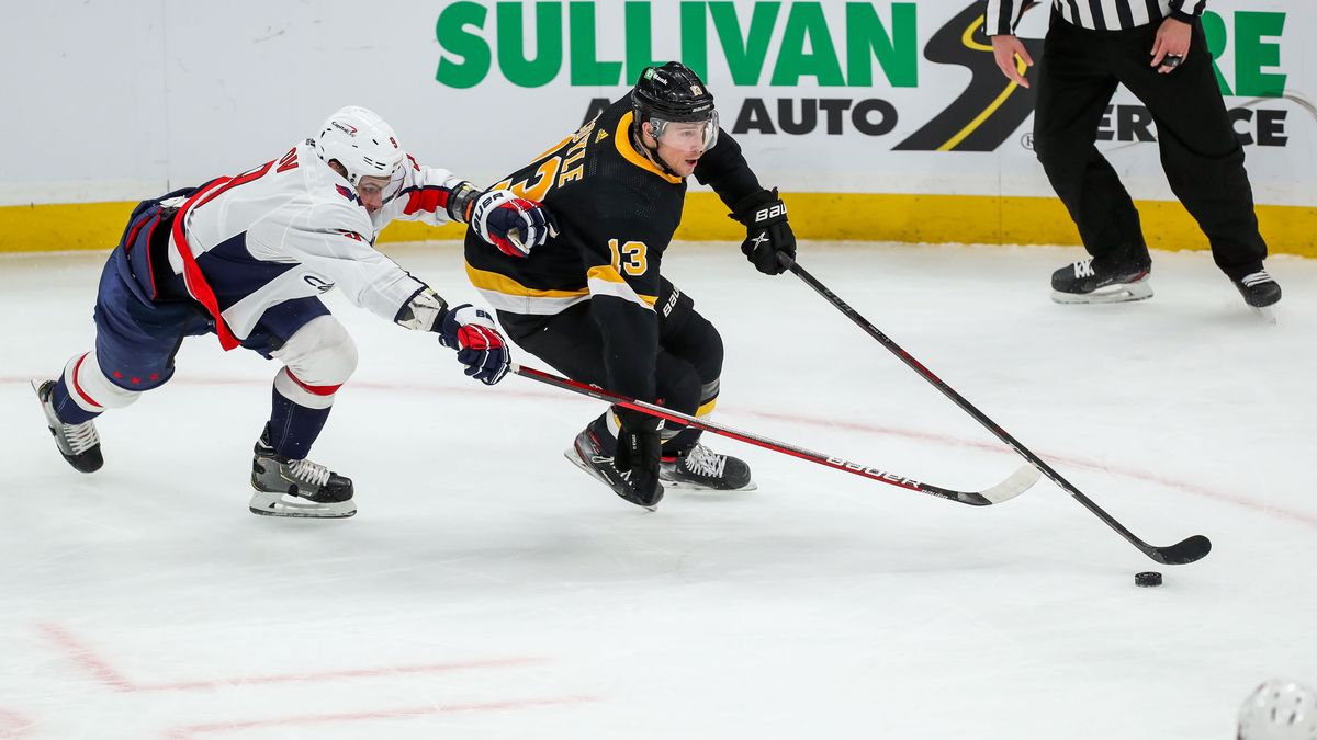 Boston Bruins center Charlie Coyle, Washington Capitals defenseman Dmitry Orlov