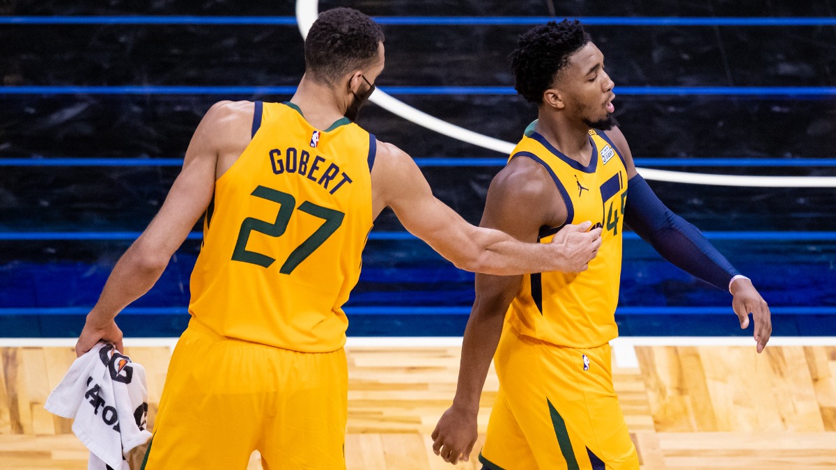 Utah Jazz center Rudy Gobert and guard Donovan Mitchell