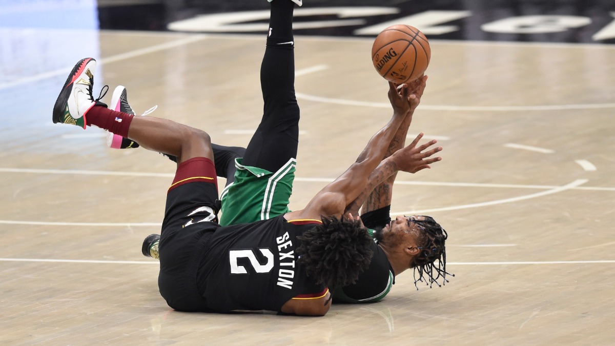 Cleveland Cavaliers guard Collin Sexton and Boston Celtics point guard Marcus Smart