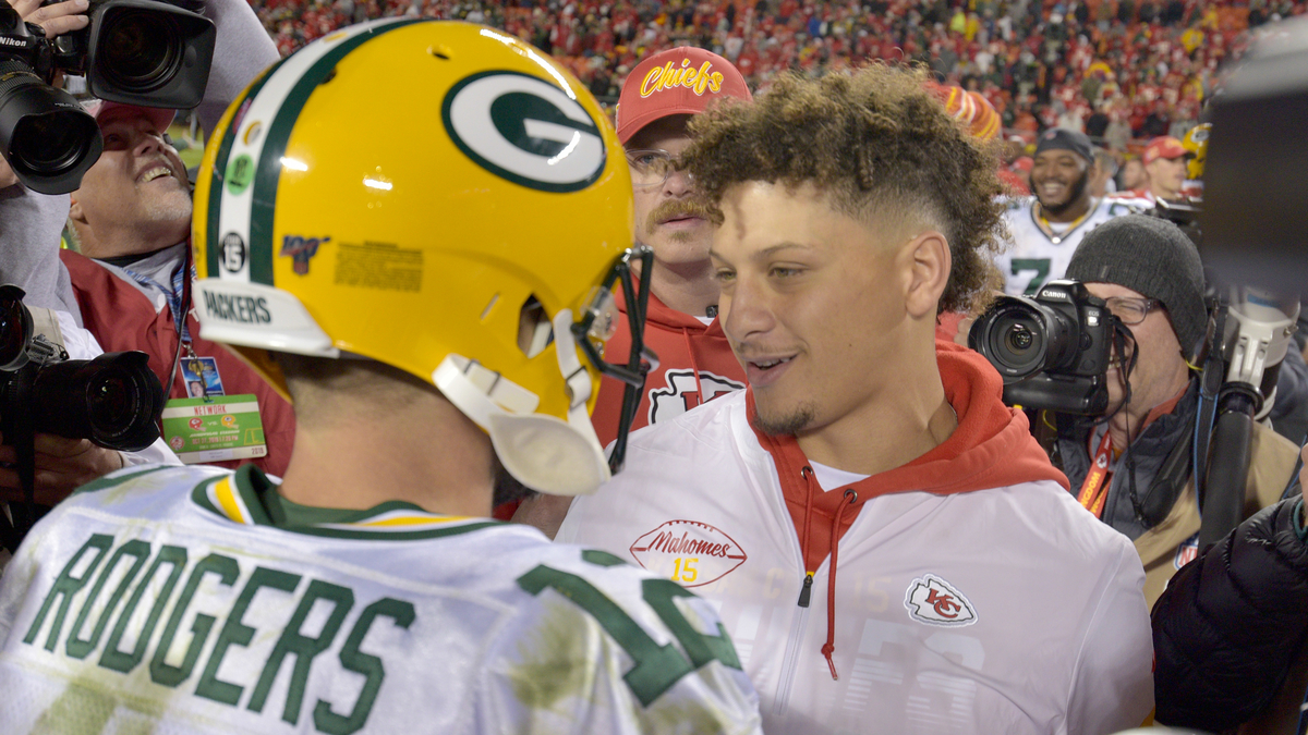 Green Bay Packers quarterback Aaron Rodgers, Kansas City Chiefs' Patrick Mahomes